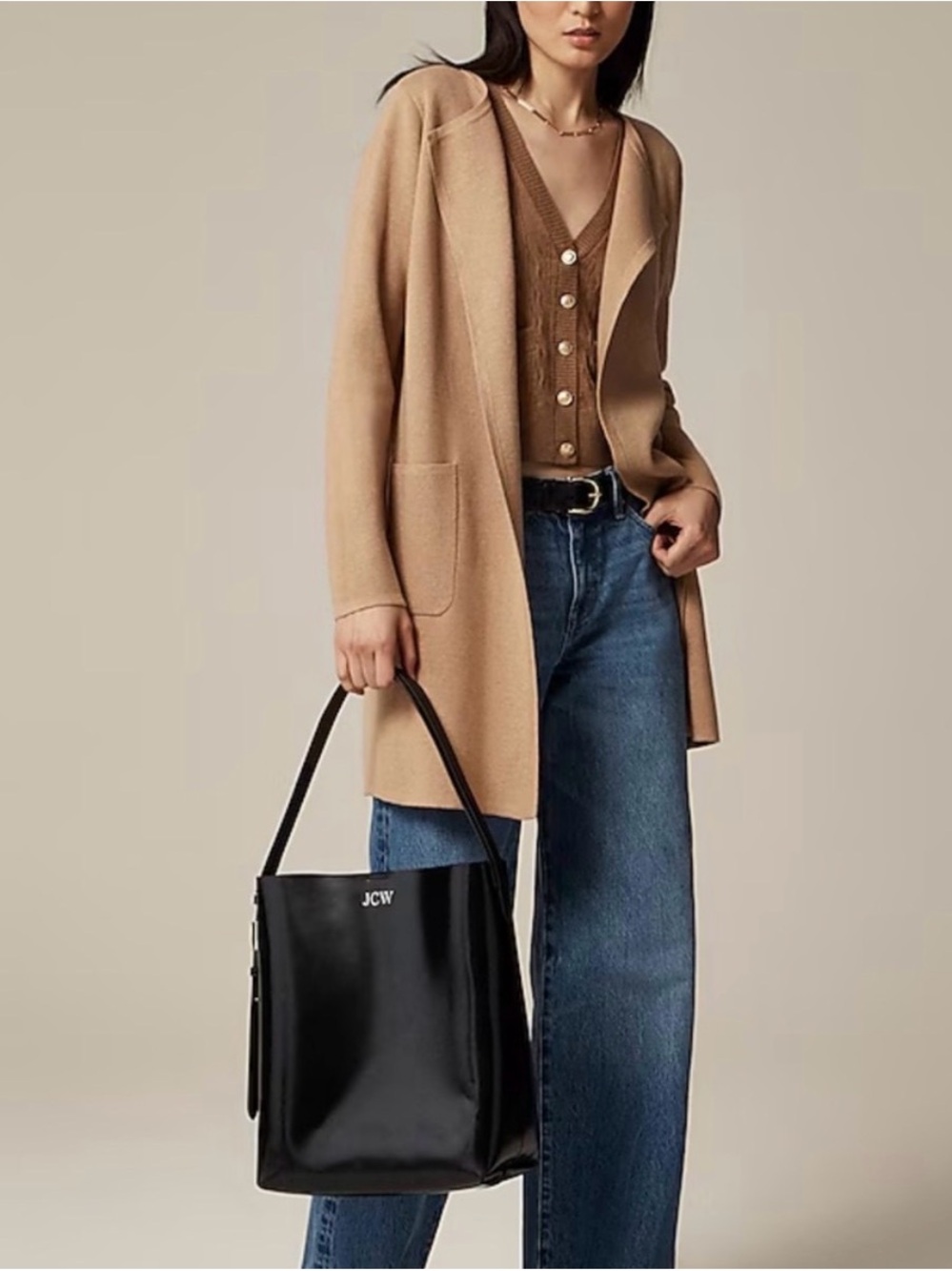 J. Crew Camel Open-Front Cardigan